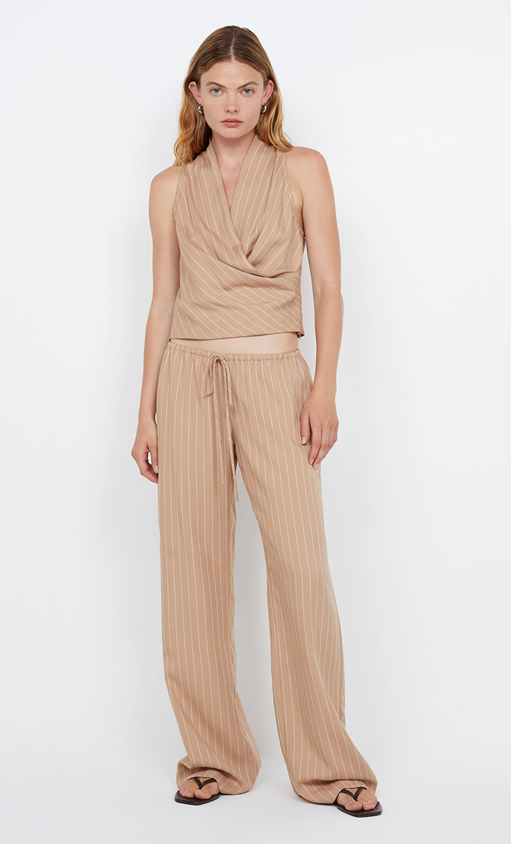 ALMERIA WRAP TOP - CAMEL STRIPE - Image 5