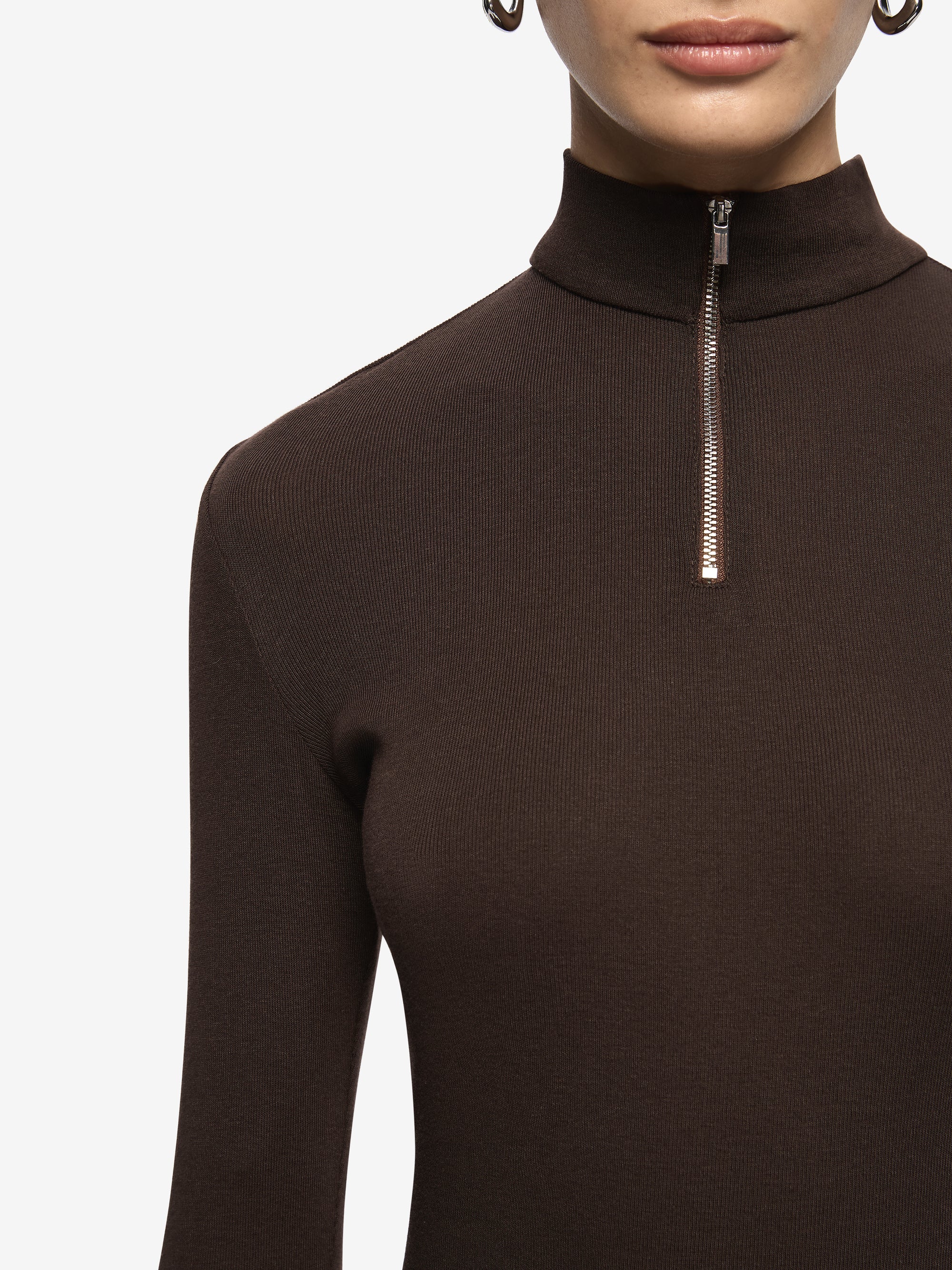 MONETA LONG SLEEVE TOP - DARK CHOCOLATE - Image 3