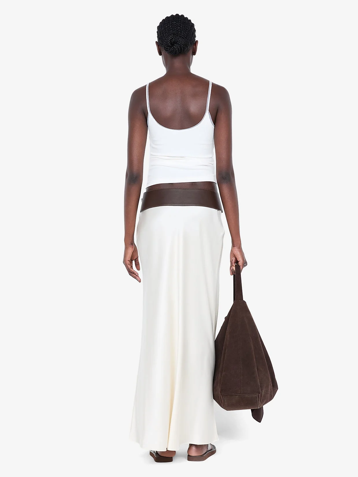 SILK BIAS MAXI SKIRT - CREAM - Image 3
